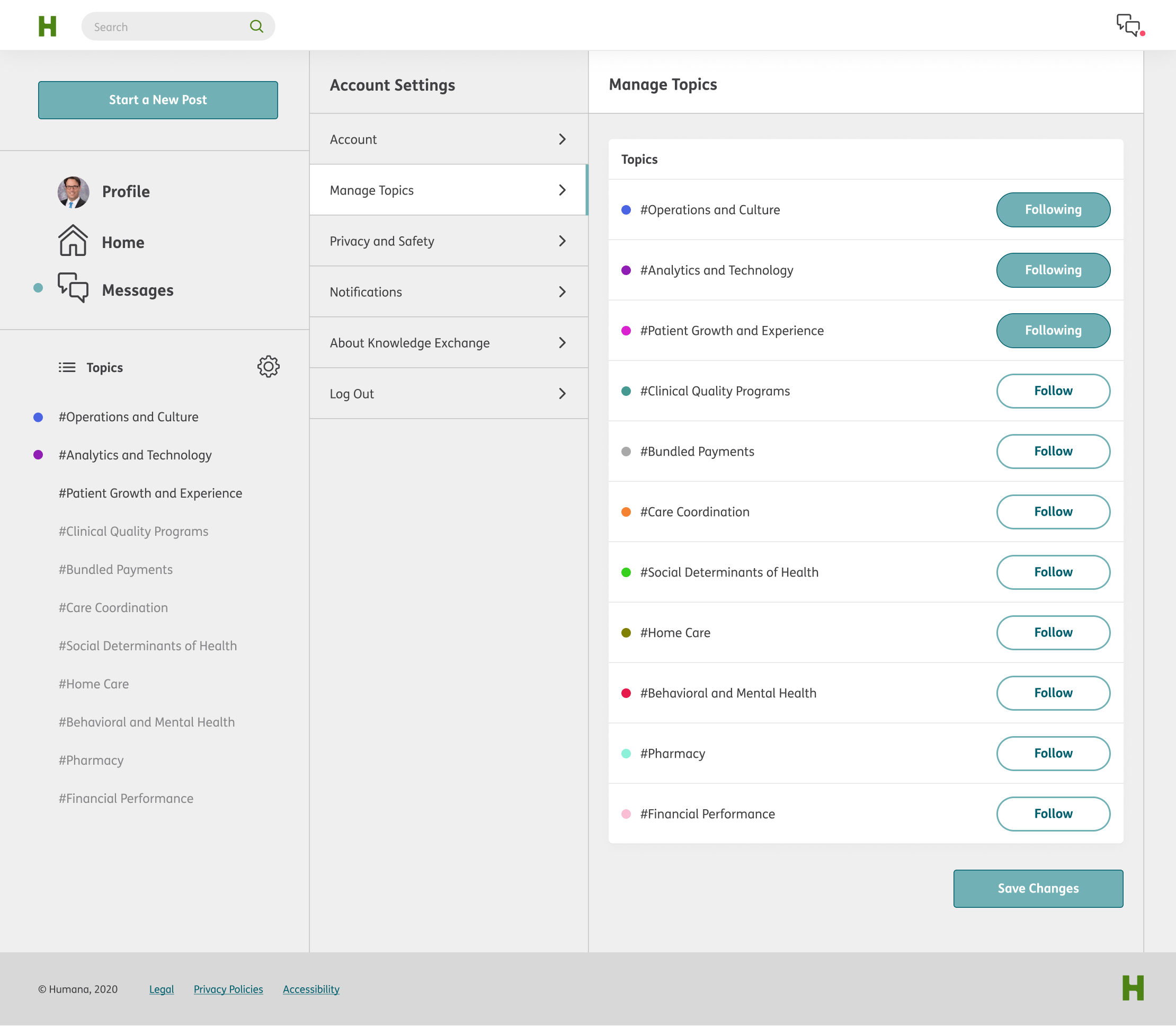 The Knowledge Exchange Topic Management Screen